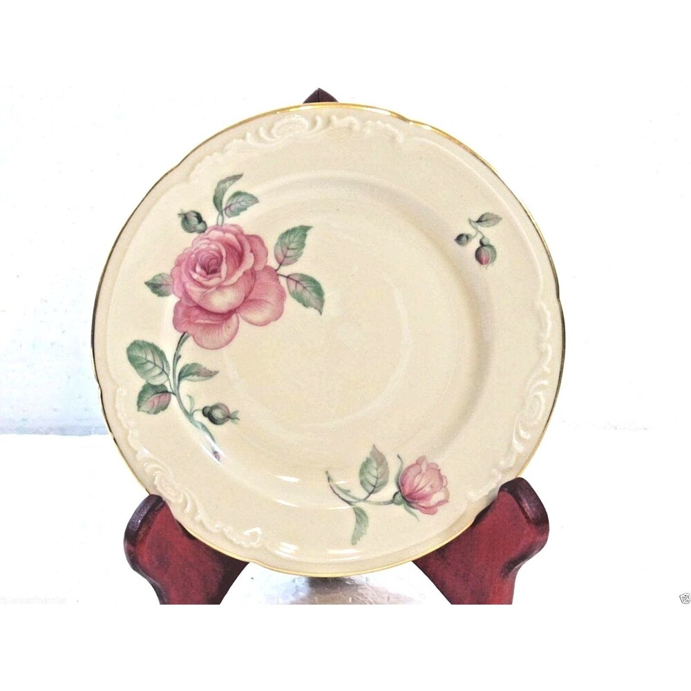 5 Royal Bayreuth Rose Roses Pattern Bread & Butter  plates 6" Vintage EUC (5)